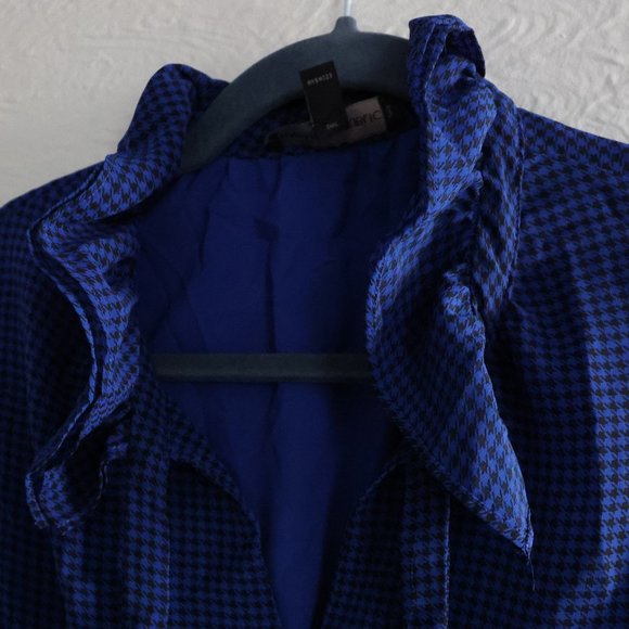 Banana Republic Houndstooth Black & Blue Neck Tie Top - Size XS - Picture 6 of 11